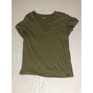 Womens Madewell Shirt Size Medium Army Green Summer Spring Lightweight Casual